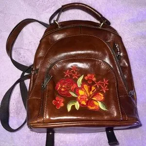 Patricia Nash Red and Brown Floral Backpack Vico Travel Backpack - Woven Poly - Multi Print – Patricia Nash main image 3